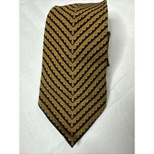 Brioni Men's Neck Tie 3.5" X 60 Geometric Gold/Black EUC